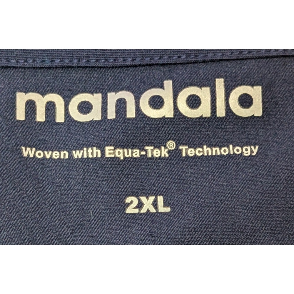 Mandala Scrub Top Womens 2XL Navy Blue Excellent Equa-Tek Long Sleeve Notched V - Picture 2 of 3